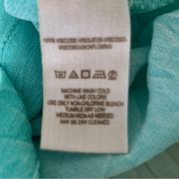 Free People Spellbound Aqua Marbled Chiffon Overlapping Back Blouse - S - Picture 13 of 15